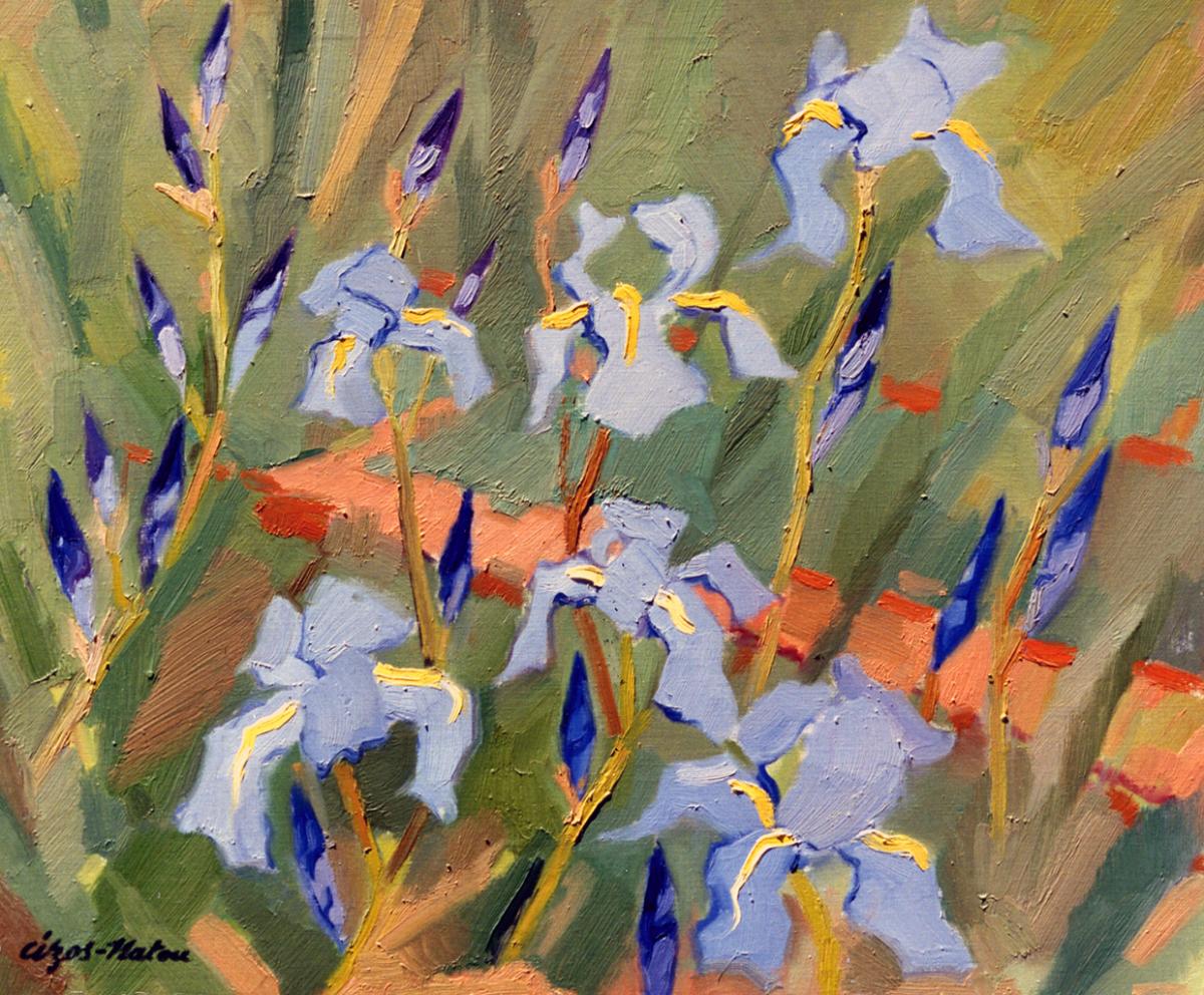 Pierre Cizos-Natou. Les Iris bleus, 1961. Collection particulière