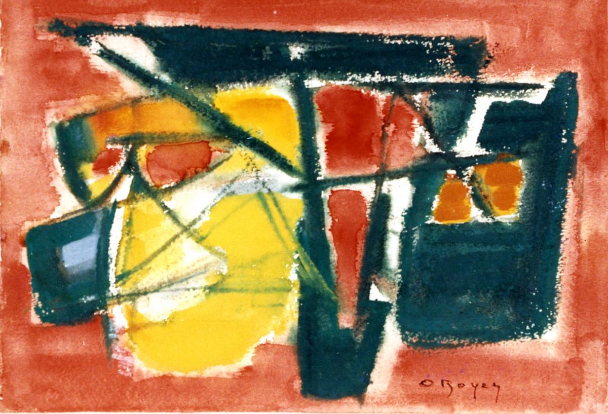 Odette Boyer-Chantoiseau. Les Filets rouges et jaunes, 1956. Collection particulière